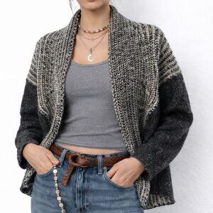 GAP Lambswool Chunky Knit Boxy Open Cardigan Layering Sweater Parisian Boho | XS